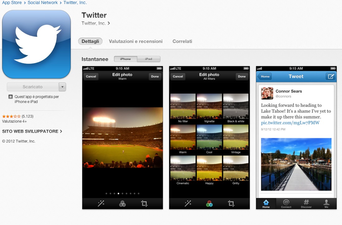 Twitter si aggiorna alla versione 5.2 e potenzia la parte fotografica per battersi contro Instagram