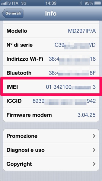 Come trovare IMEI iPhone