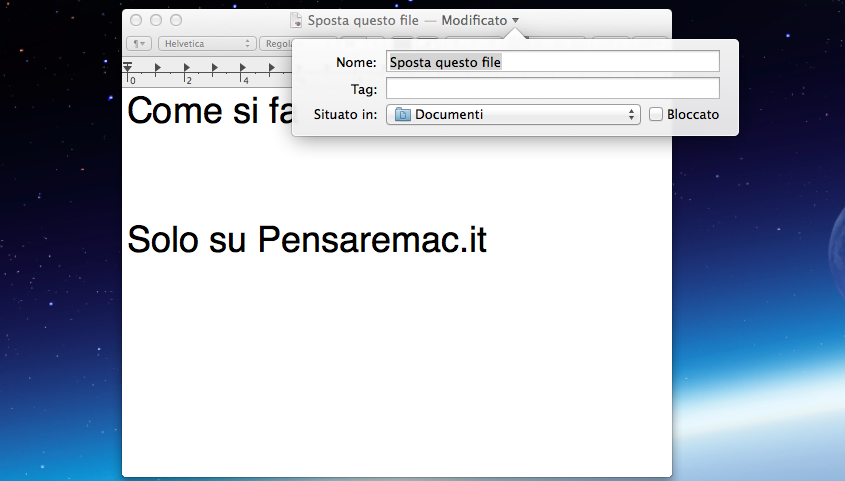 [Come si fa] Spostare un file utilizzando la barra del titolo della finestra, su Mac OS X